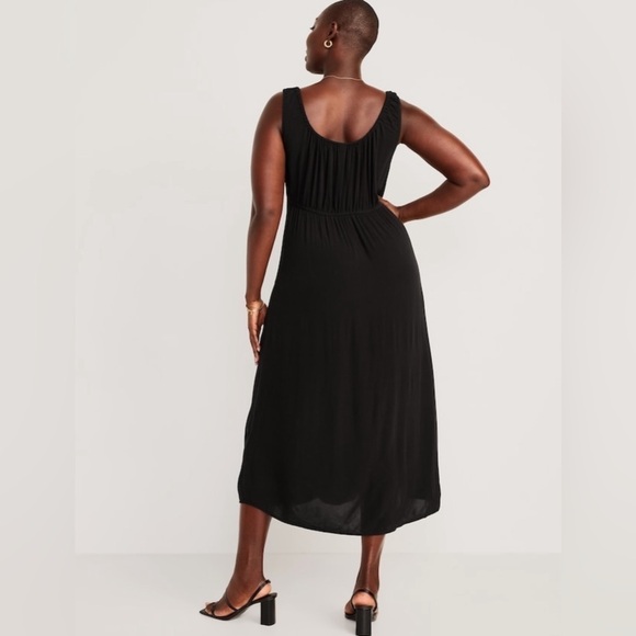 NWT! Black Waist-Defined Sleeveless Crepe Midi Dress for Women - Multiple 💜 - Picture 5 of 13